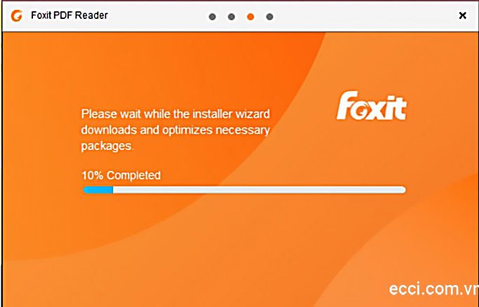 Chờ đợi Foxit Reader được cài đặt trên thiết bị
